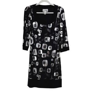 Joseph Ribkoff Women 6 Black Silver Metallic mini‎ Dress Cocktail abstract artsy